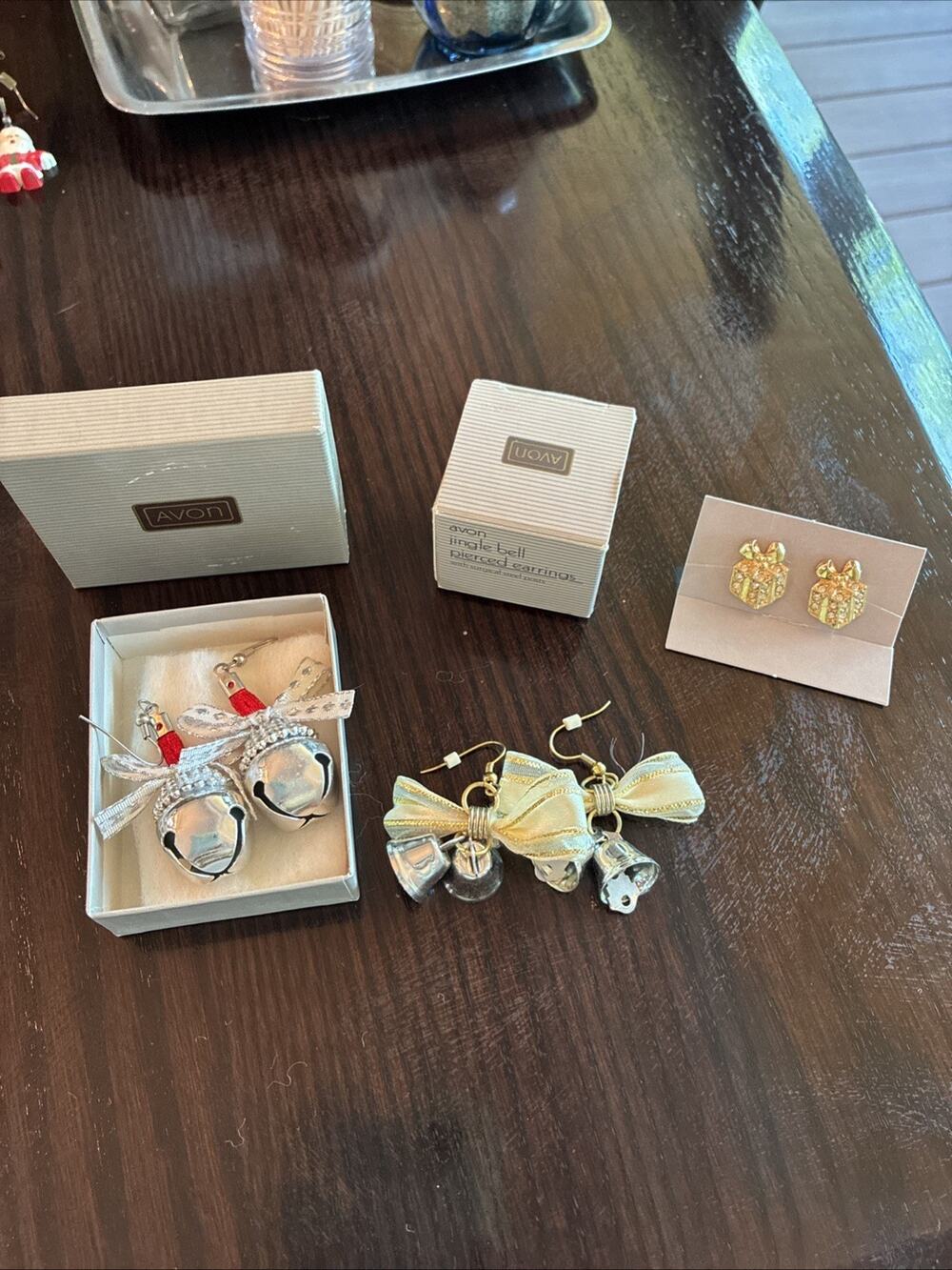 Vintage Avon Christmas Silver Bells Pierced Christmas Present Stud Earrings Lot